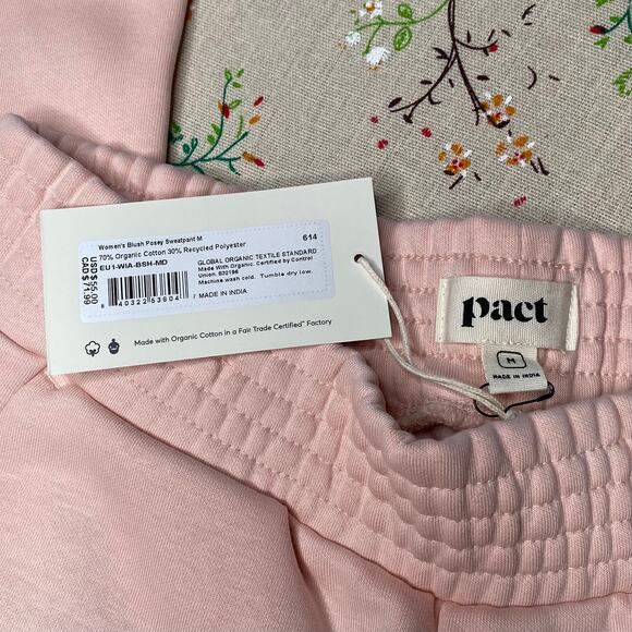 PACT Posey Fleece Sweatpant Straight Leg Pink Medium Cotton Blend Lounge Comfy - Picture 8 of 9